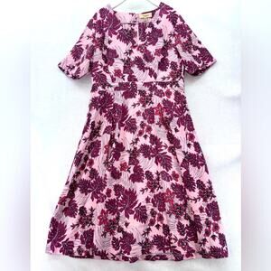 NWT Women’s Timeless London Midi Dress Punk & Purple Floral size 12 V-neck